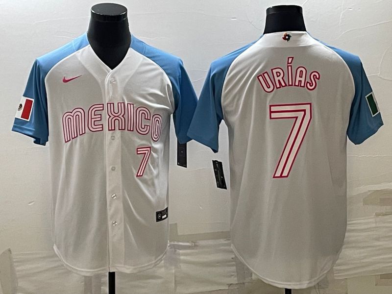 Men 2023 World Cub Mexico #7 Urias White blue Nike MLB Jersey11->more jerseys->MLB Jersey